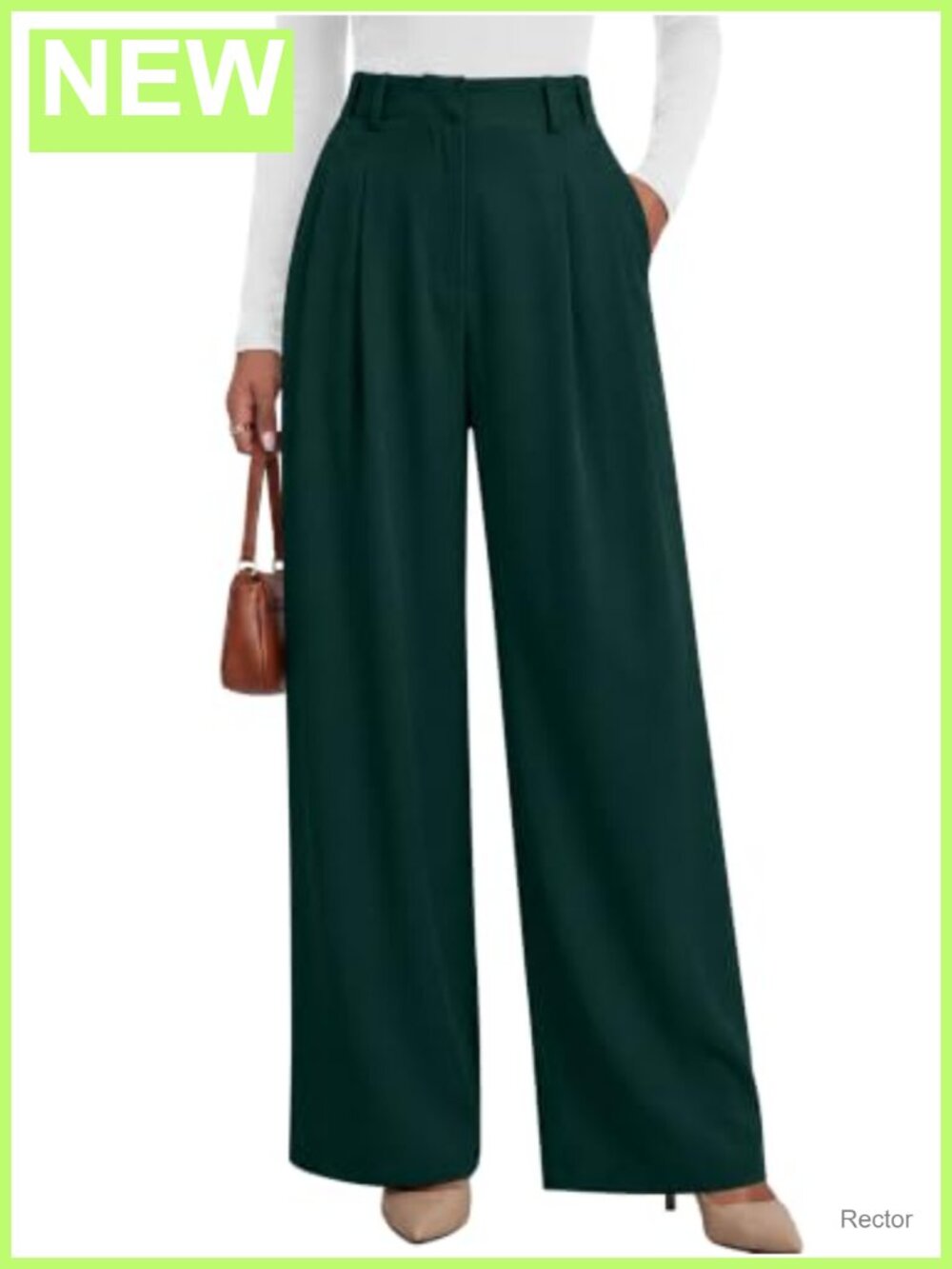 Wide Leg Work Dress Pants High Waisted Pleated Palazzo Trousers Business